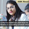 Karnataka D.Pharma Admissions 2024 Rank list, Document verification & counselling schedule released