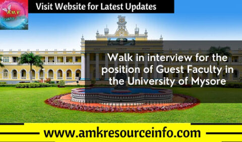 Walk in interview for the position of Guest Faculty in the University of Mysore