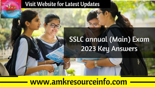 SSLC annual (Main) Exam 2023 Key Answers