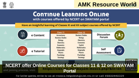 NCERT offer Online Courses for Classes 11 & 12 on SWAYAM Portal