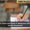 Karnataka M. Pharm and Pharm D admissions 2024 first round results announced