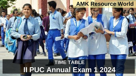 II PUC Annual Exam 1 2024 time table released