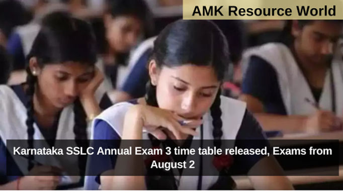 Karnataka SSLC Annual Exam 3 time table released, Exams from August 2