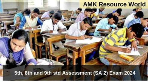 5th, 8th and 9th std Assessment (SA 2) Exam 2024