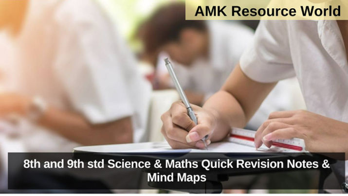8th and 9th std Science & Maths Quick Revision Notes & Mind Maps