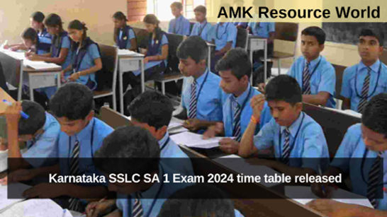 Karnataka SSLC SA 1 Exam 2024 time table released