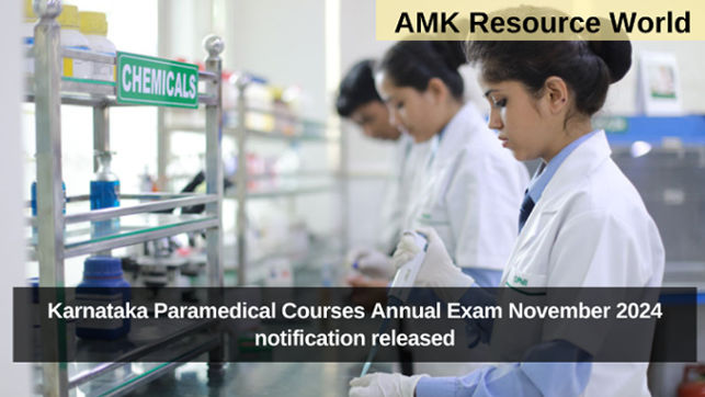 Karnataka Paramedical Courses Annual Exam November 2024 notification released