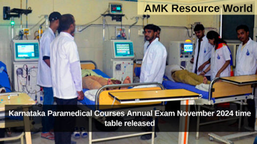 Karnataka Paramedical Courses Annual Exam November 2024 time table released