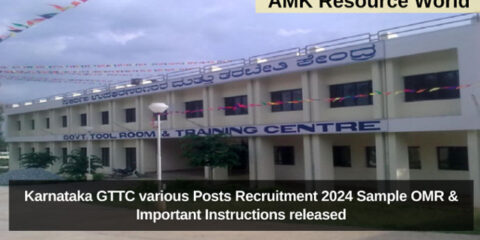 Karnataka GTTC various Posts Recruitment 2024 Sample OMR & Important Instructions released