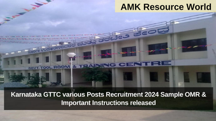 Karnataka GTTC various Posts Recruitment 2024 Sample OMR & Important Instructions released