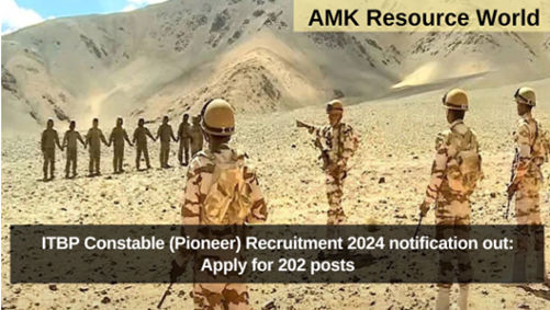 ITBP Constable (Pioneer) Recruitment 2024 notification out: Apply for 202 posts