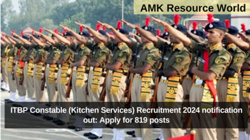 ITBP Constable (Kitchen Services) Recruitment 2024 notification out: Apply for 819 posts