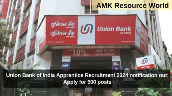 Union Bank of India Apprentice Recruitment 2024 notification out: Apply for 500 posts