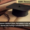 Backward Classes Welfare Dept, Karnataka invite application for D Devraj Urs Foreign Scholarship 2024 -25