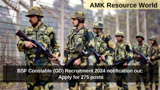 BSF Constable (GD) Recruitment 2024 notification out: Apply for 275 posts