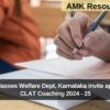 Backward Classes Welfare Dept, Karnataka invite application for CLAT Coaching 2024 - 25