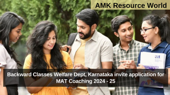 Backward Classes Welfare Dept, Karnataka invite application for MAT Coaching 2024 - 25