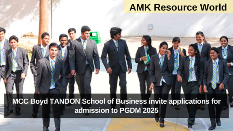 MCC Boyd TANDON School of Business invite applications for admission to PGDM 2025