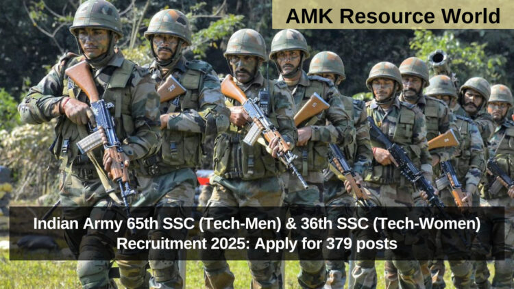 Indian Army 65th SSC (Tech-Men) & 36th SSC (Tech-Women) Recruitment 2025