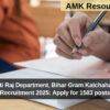 Panchayati Raj Department, Bihar Gram Katchahary Sachiv Recruitment 2025: Apply for 1583 posts