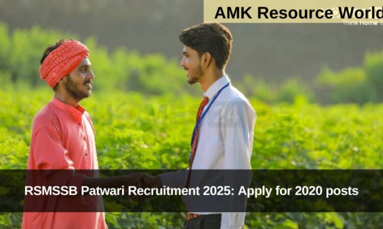 RSMSSB Patwari Recruitment 2025: Apply for 2020 posts