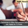 AMC Typist, Technician & Other Recruitment 2025 notification out: Apply for 71 Posts