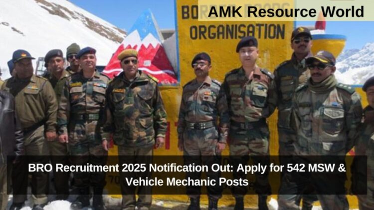 BRO Recruitment 2025 Notification Out: Apply for 542 MSW & Vehicle Mechanic Posts