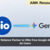Google and Reliance partnership announcement for free AI Pro plan to Jio users in India