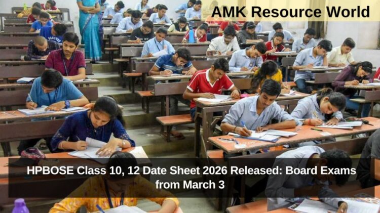 HPBOSE Class 10, 12 Date Sheet 2026 Released: Board Exams from March 3