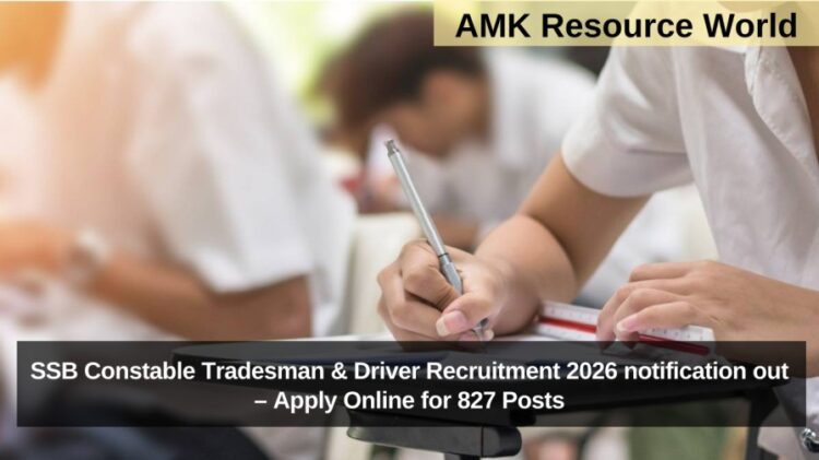 SSB Constable Tradesman & Driver Recruitment 2026 notification out – Apply Online for 827 Posts