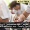 Karnataka Minority Free Coaching 2026–27 for NEET, JEE, KCET, CLAT applications open – Apply by March 31