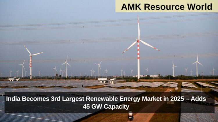 India Becomes 3rd Largest Renewable Energy Market in 2025 – Adds 45 GW Capacity